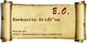 Benkovits Oriána névjegykártya